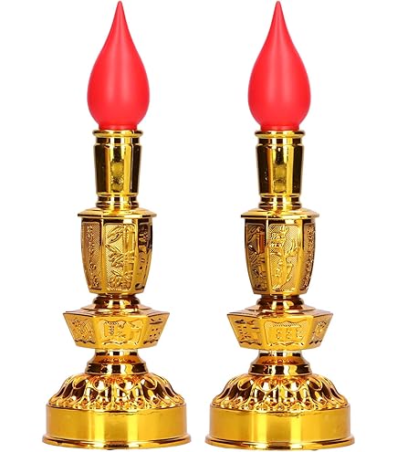 Amazon.com: ZMQJEQANBG 铜烛台招财蜡烛台家用中式传统供佛合金复古