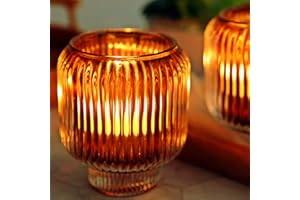 Woho Votive Candle Holders for Wedding Centerpieces, Tealight Candle Holder Set of 2, Glass Votive Candle Holder Bulk for Home Decor(Brown, 3.5'' Tall 3.1'' Diameter)