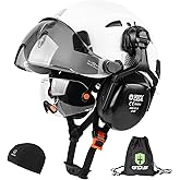 GREEN DEVIL Hard Hat Safety Helmet with Visor and Ear Muffs Men Women Vented Work Hardhat ANSI Z89.1 Cascos De Construccion for Industrial Construction Forestry