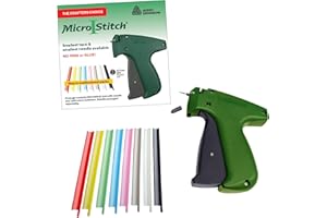 MicroStitch® All‑in‑One Tagging Gun Kit – Ultra‑Fine Needle Tagger with Black/White & Color Fasteners – Fabric‑Safe for Clothing Repairs, Quilting, Crafts, and DIY Projects (8 Colors)