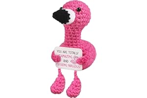 WenmthG Positive Flamingo Crochet Doll - Mini Funny Gifts for Women Girlfriend Wife Couple Positive Crochet Animals Emotional Cheer Up Support Handmade Flamingo Birthday Graduation Decoration Gift
