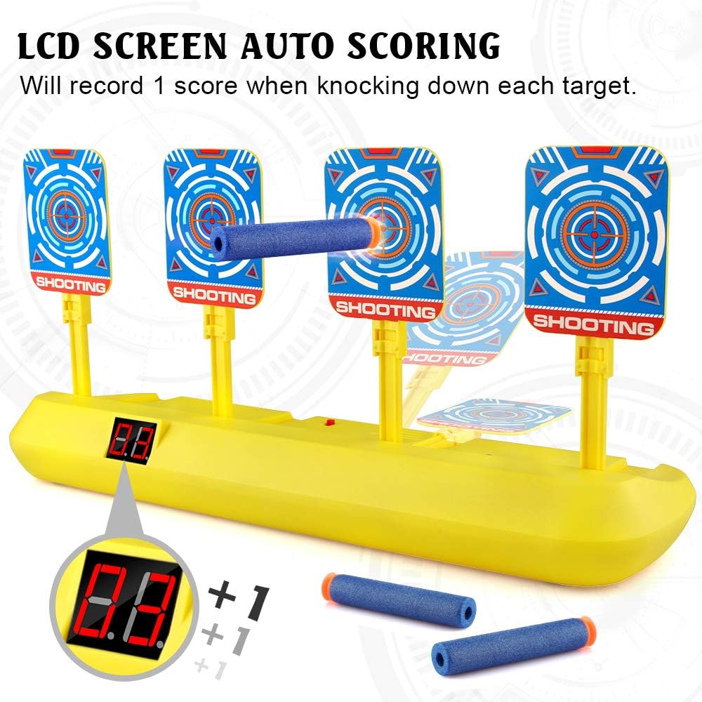 Blasland Digital Target - Electronic Auto Scoring Reset Shooting Digital Target Toy with 4 Targets (20 Pcs Darts and 1 Hand Wrist Band Included): Toys & Games