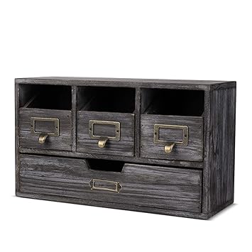 Flexzion Wood Desktop Office Organizer Drawers Set Storage Cabinet