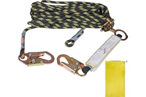 Uargd Vertical Lifeline Assembly, 0.55'' x 25' Fall Protection Rope with 30 KN Breaking Strength, Durable Polyester Roofing R