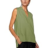 Daacee Women's V Neck Sweater Vest Casual Summer Loose Side Slit Sleeveless Pullover Knit Tank Summer Tops