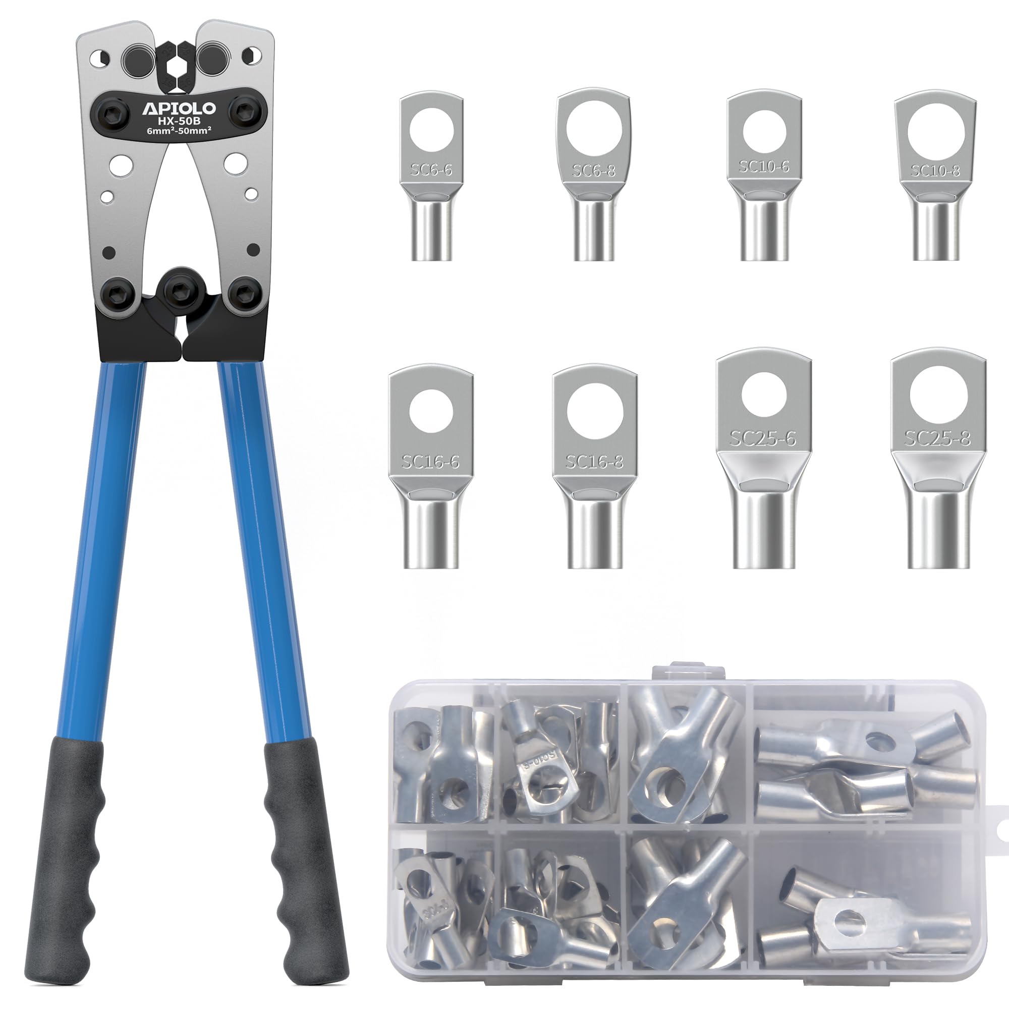 Photo 1 of APIOLO 60PCS Battery Terminal Connectors, Ring Terminal, Battery Lugs, Tinned Copper Wire Lugs, Battery Cable Ends, Terminal Connectors For Used on AWG 4 6 8 10 Cable