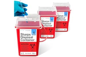 SHOP SQUARE Sharps Containers for Home Use, Sharps Disposal, Needle Disposal, Biohazard Containers, Small - 1 Quart - 3 Pack