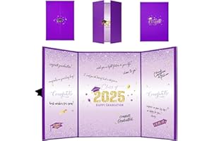 Plauthus Purple and Gold Graduation Decorations, Graduation Guest Book 2025, Class of 2025 Graduation Book to Sign, Congrats Grad Party Signature Board for High School College Graduation Gifts
