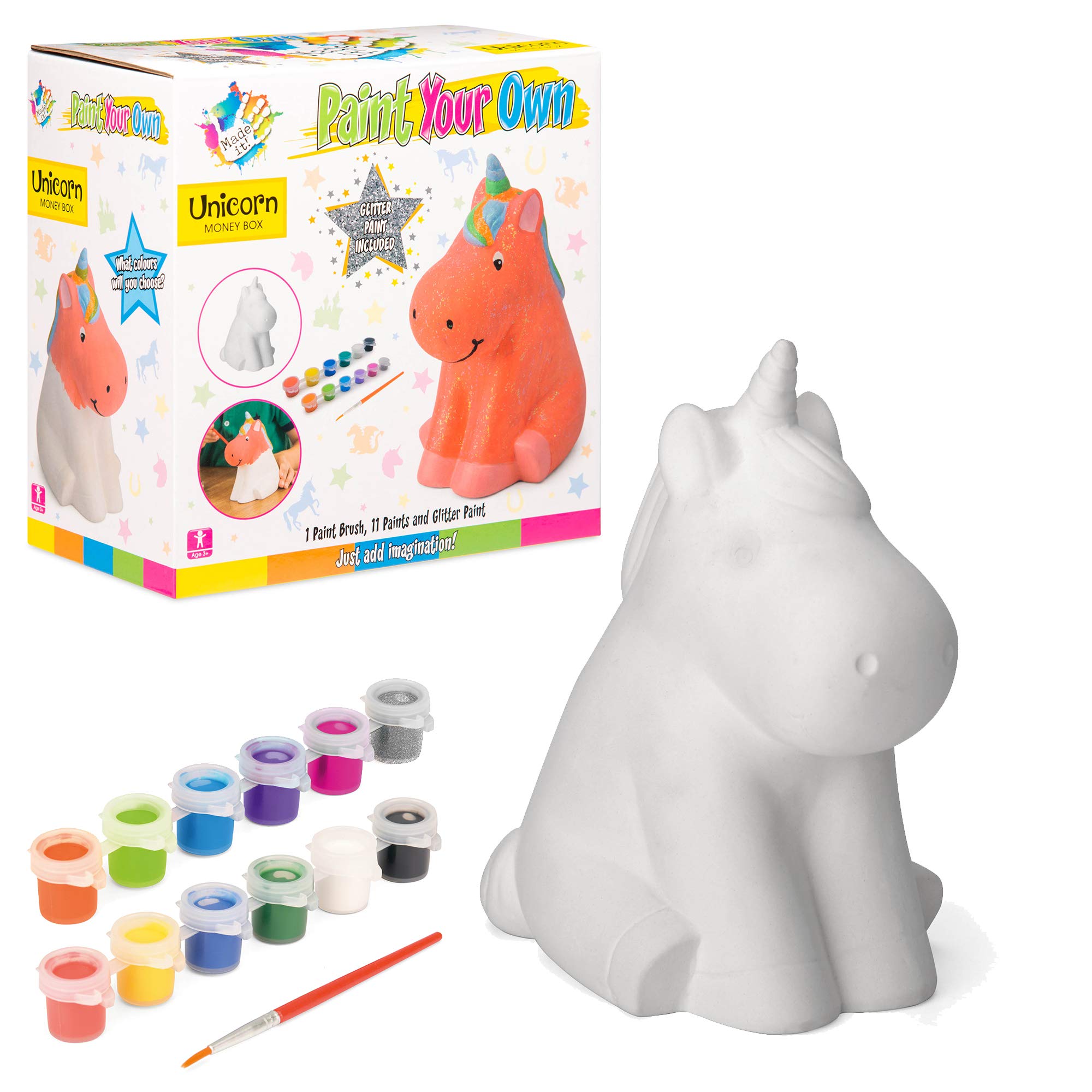 Made It! Unicorn Ceramic | Painting Set for Kids, Painting Crafts and Arts, 1 Set of Paints and Brush
