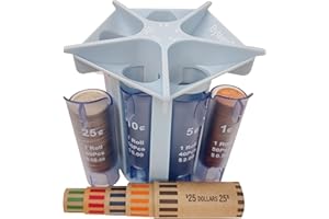 Byteen8 Coin Organizer Coin Counter Tube Coin Roller with Coin Wrappers for All Coins as Change Sorter Machine, Empty Your Coin Pouch Coin Jar Spare Change & Coin Storage Quick & Accurate as Nice Gift