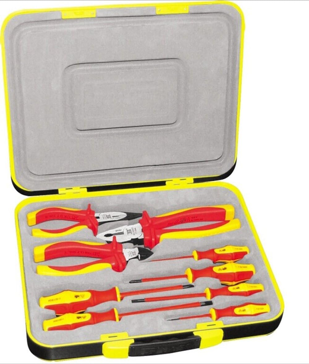 BOSI 9 Pcs VDE Electrician Screwdrivers Cutters Pliers Tools Set with Portable Case
