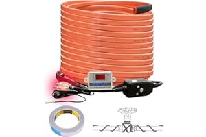 Cupohus Heat Tape for Water Pipes with Digital Display Thermostat 100FT, Freeze Protection Self-Regulating Heat Trace Cable for Metal, Plastic Home Pipes, Roof and RV
