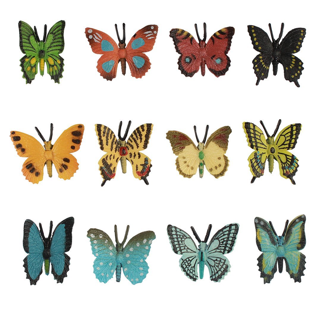 Larcele 12 Kinds Simulated Mini Plastic Animal Model Butterfly Toy Figures For Kids DWMX-02 (Butterfly)