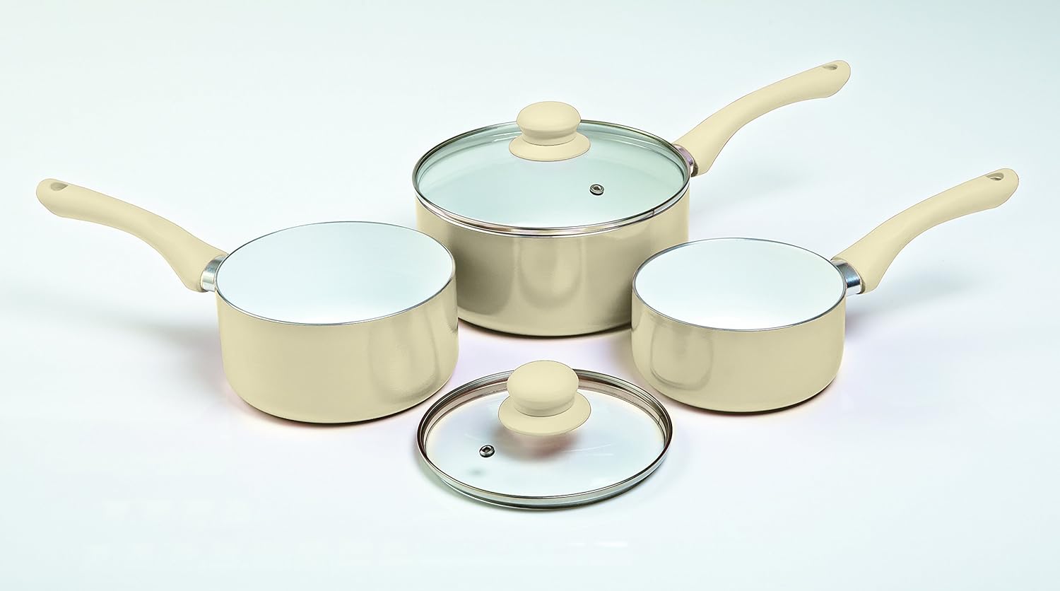 5 Piece Ceramic Cream Saucepan Set Amazon.co.uk Kitchen & Home