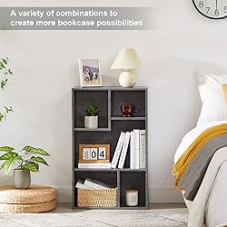 VECELO 5 Cube Modern Bookcases, 3 Tier