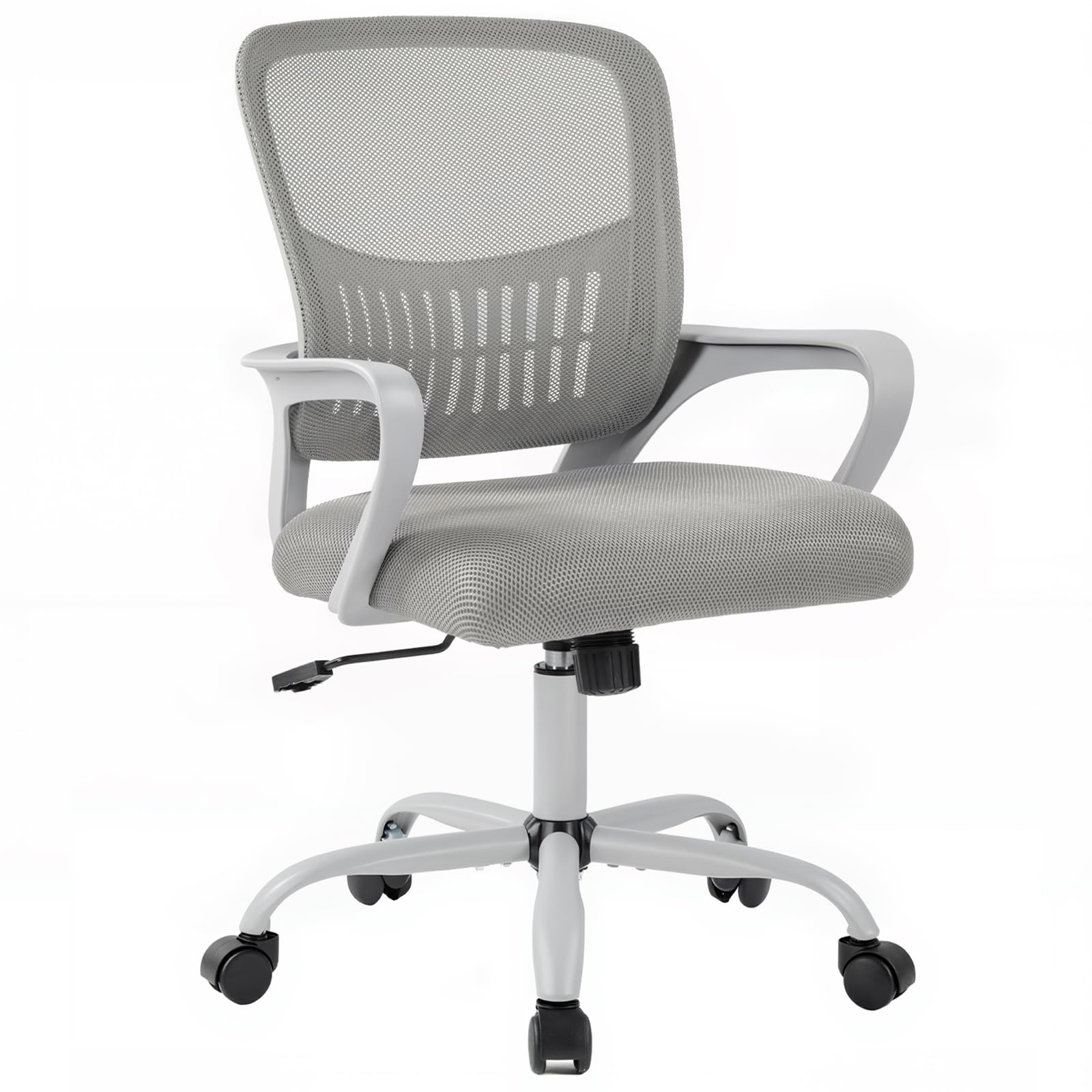 Photo 1 of **sold for parts** DUMOS Home Office Computer Chair - Ergonomic Mid Back Desk with Lumbar Support and Rocking Mode, Height Adjustable with Fixed Armrest, for Conference Meeting Room, 360° Swivel, Adults, Grey
