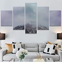 SIGNWIN 5 Panel Canvas Wall Art Landscape Mountain for Home Decorations Ready to Hang - 60