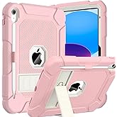 BMOUO Case for iPad (A16) 11th Generation 11 Inch 2025/iPad 10th Generation 10.9" 2022 - with Kickstand & Pencil Holder, Heavy Duty Shockproof Protective iPad 11th 10th Generation Case, Pink