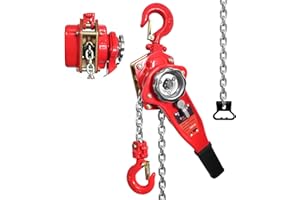 FITHOIST Manual Lever Chain Hoist Come Along 3/4 Ton 1650LBS Capacity 5FT Lift, G80 Alloy Steel with Dual-Pawl Brake & Auto-Load Guide, 360° Rotating Hooks for Construction Warehouse Garage