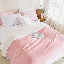 Andency Pink Sherpa Fleece King Size Blanket for