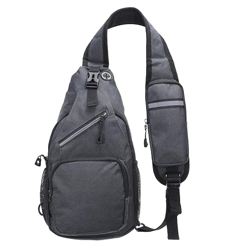 DTGN Oxford Small Sling Bag - 7.48"x15" (LXH) - Good for Women Men Hiking Travel Cycling - Multipurpose Crossbody Backpack Casual Packs with Headphone Jack - Dark Gray