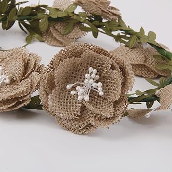 Gazechimp Bandeau De Cheveux Guirlande De Fleurs En Jute