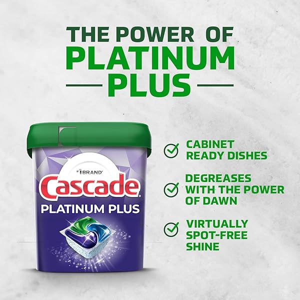 CASCADE PLATINUM PLUS DISHWASHER POD, DISH DETERGENT ACTIONPACS, DISHWASHER DETERGENT, FRESH, 52 COUNT
