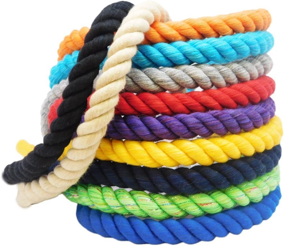 FMS Ravenox Natural Twisted Cotton Rope | (Red, Snow White & Royal Blue)(1/2" x 10') | Made in The USA | Strong Triple-Strand Rope for Sport, Decor, Pet Toys, Crafts, Macrame & Indoor Outdoor Use: Home & Kitchen