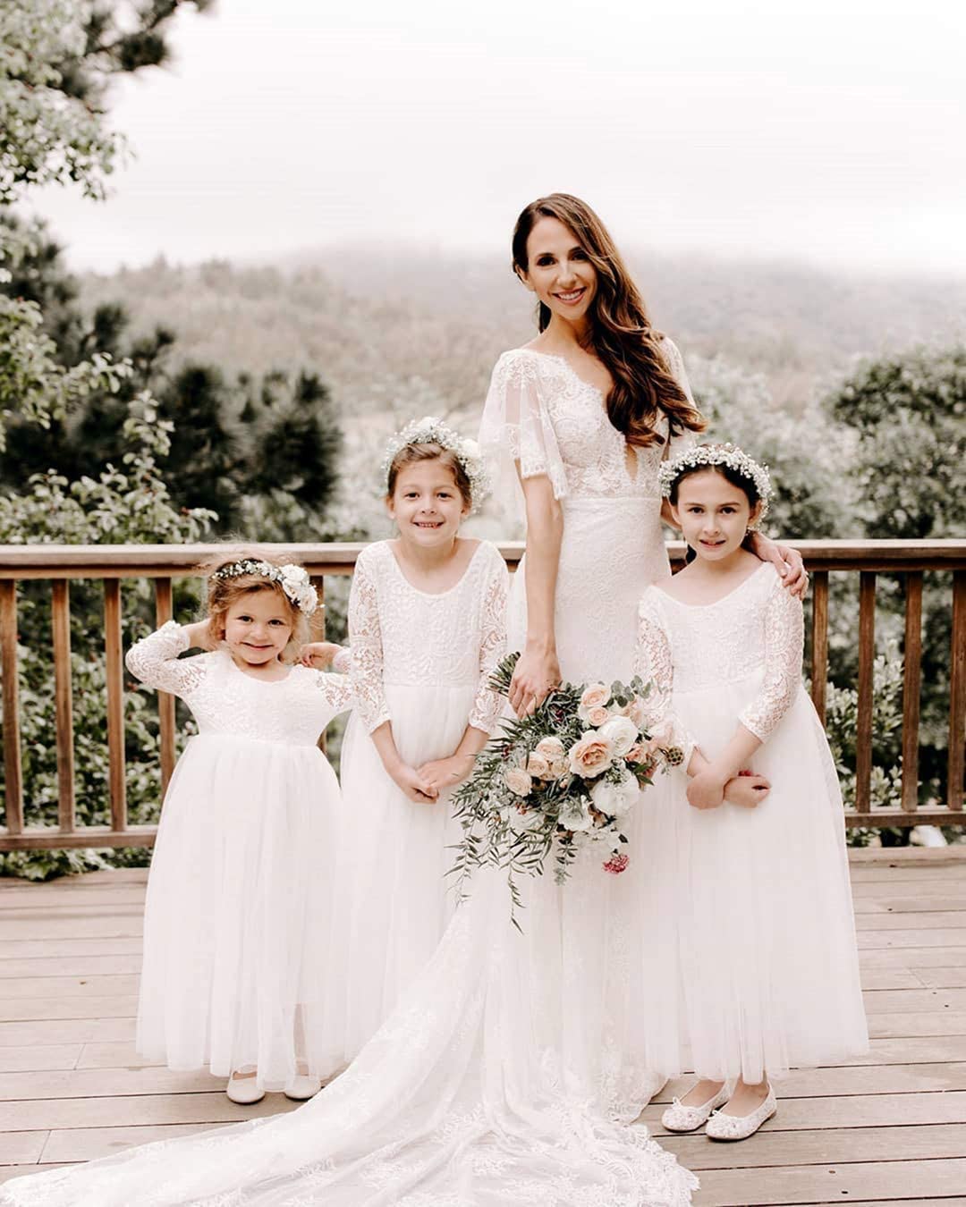 Topmaker Flower Girl Dress for Toddler Baby Girls,Lace Tulle Dress for Wedding,Birthday Party,Photoshoot,Special Occasion