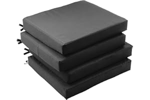 KCVV Outdoor Chair Cushions Set of 4,Patio Cushions for Outdoor Furniture,Waterproof Patio Chair Cushions with Ties,Memory Foam Outdoor Seat Cushion,18.5"x16"x3" (Grey)