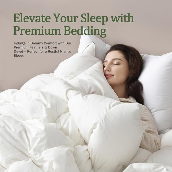 TOPGREEN FEATHER DOWN FIBER COMFORTER CALIFORNIA KING, EXTRA FLUFFY DUVET INSERT FOR ALL SEASON, LUXURY HOTEL BED COMFORTERS, WITH ULTRA-SOFT EGYPTIAN COTTON BLEND CASE (104X96 INCH, WHITE)