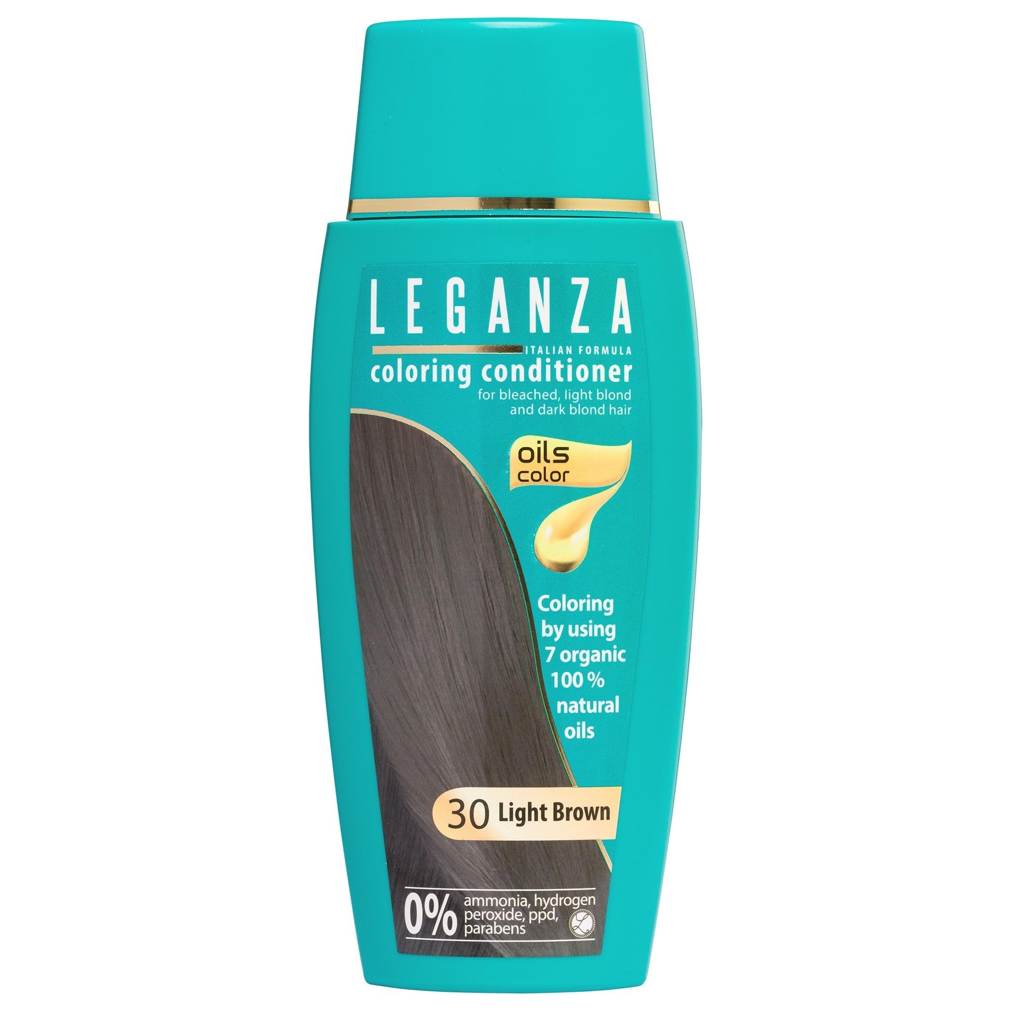 Leganza Hair Coloring Conditioner Natural Balm Color Light Brown Nº 30 | Enriched with 7 Natural Oils | Ammonia, PPD and Paraben Free | 150 ml