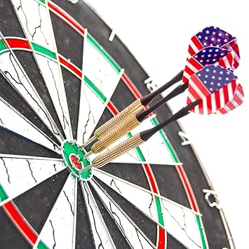 Cable World Wood and Metal 18-Inch Champion Tournament Double Sided Flocking Dartboard with 6 Darts