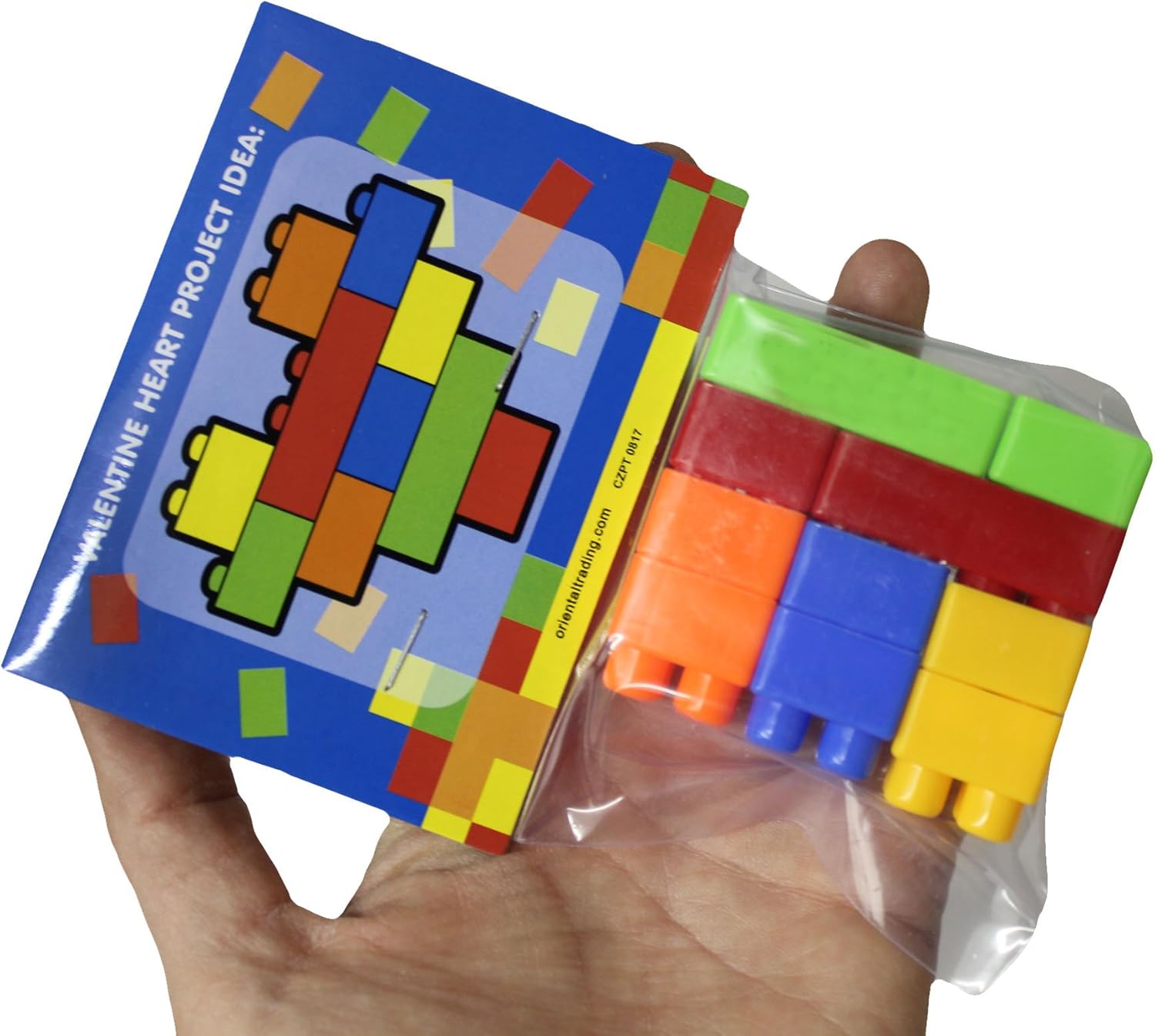 Unique Valentines Day Cards for Kids - Building Brick Heart Toy - Novelty Party Favor - 1 Dozen Bulk