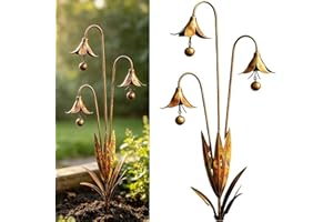 Triple Bluebells Garden Stake, Metal Garden Decor for Outside with Bells, Metal Flower Garden Stakes for Walkways, Patios & L