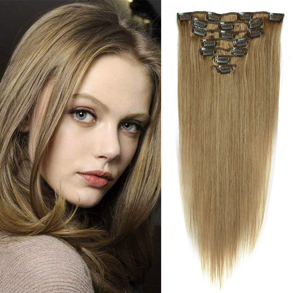 Remy Clip In Human Hair Extensions 10 Medium Golden Brown  display picture 1