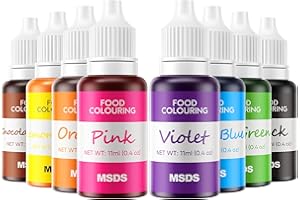 Food Coloring - Wayin 8 Colors Cake Food Coloring Liquid Vibrant Colors Edible Food Dye for Kids, Vegan Free Food Colors for Cake Decorating, Baking, Easter Egg,Fondant, Icing, Slime Making DIY Supplies Kit - 0.44 Fl. oz (11 ml)/Bottles