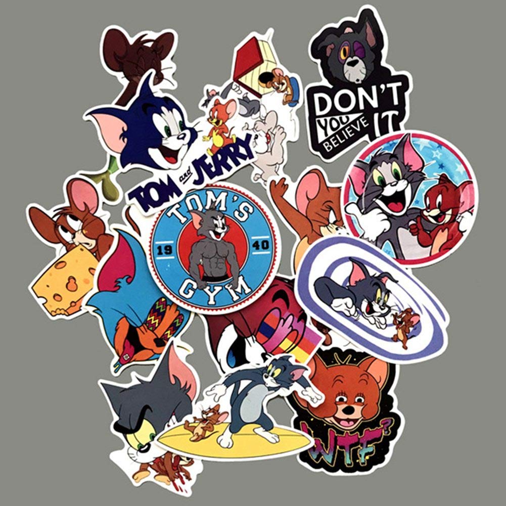 Mua Qqern 人気映画 漫画 アニメ トムとジェリー 猫 ネズミ スーツケースステッカー 防水シールステッカー フォトステッカー 漫画 ヘルメット かわいい ギター ノート スケートボード Pvc パソコン 車 15枚セット Tren Amazon Nhật Chinh Hang 21 Fado