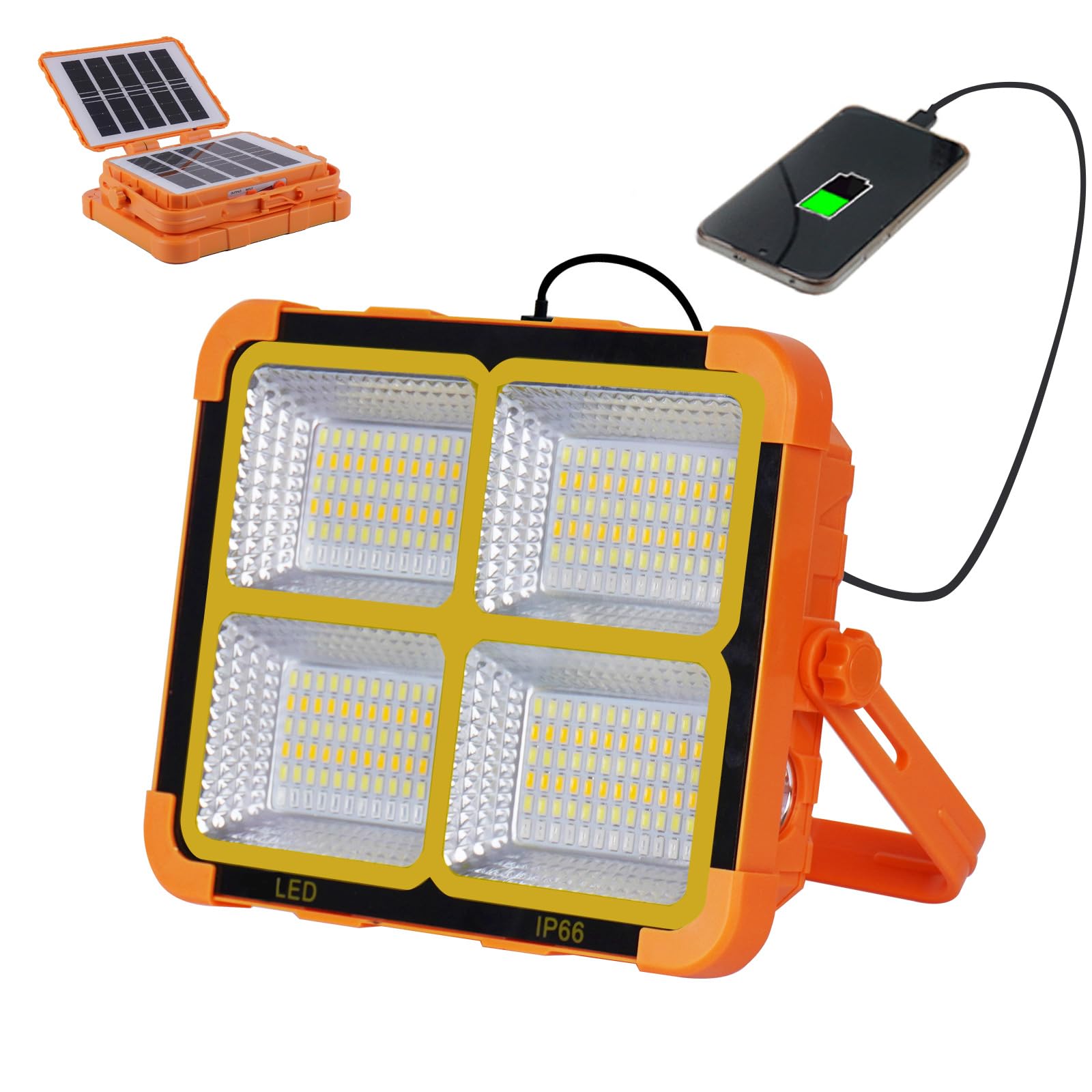Tayire 288LEDs Foldable Solar Led Work Light Rechargeable, 5 Lighting Modes Spotlights Solar LED Construction Spot Camping Lamp, 11000mAh Portable IP66 Waterproof Emergency Lighting
