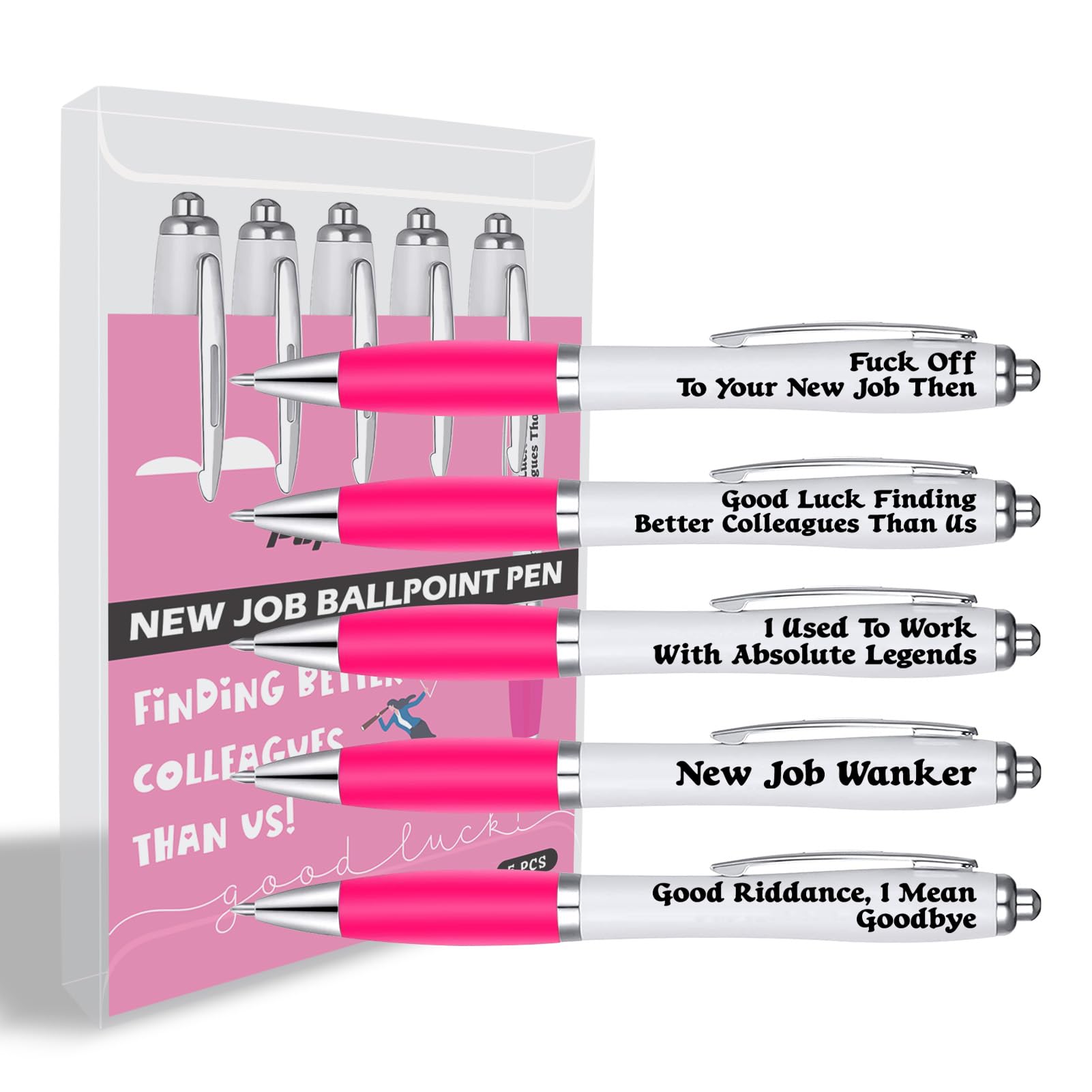 Leaving Gifts For Colleagues Women, Funny Rude New Job Gifts with Card, Good Luck in Your New Job Gifts, Leaving Presents Goodbye Pen Gifts For Work Colleagues