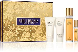 Elizabeth Taylor White Diamonds Eau de Toilette Set for Women, Moisturizing Body Shower Gel, Body Cream, Floral Scent, Spray Spray, Women’s Fragrance, Based on Invigorating Notes