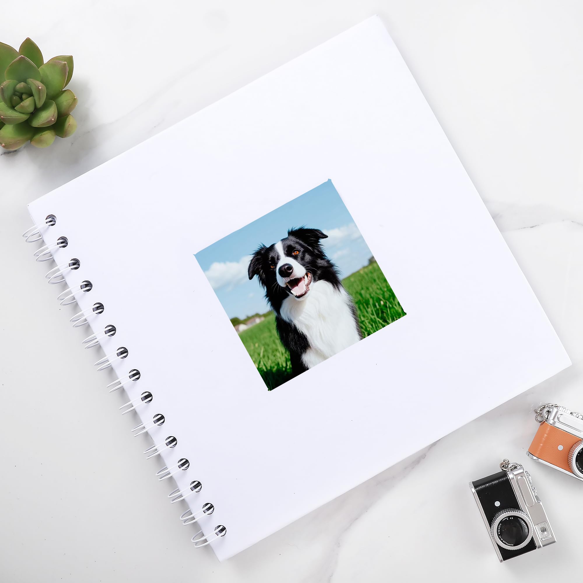 Photo 1 of **HAS MINOR DAMAGE (WATER DAMAGE)***MEMOTOR Scrapbook 8 x 8 Inch DIY Square Photo Window, Memory Book for Couples/Wedding/Newborn Baby, Photo Album Hardcover Kraft Paper White 20 Sheets/ 40 Pages