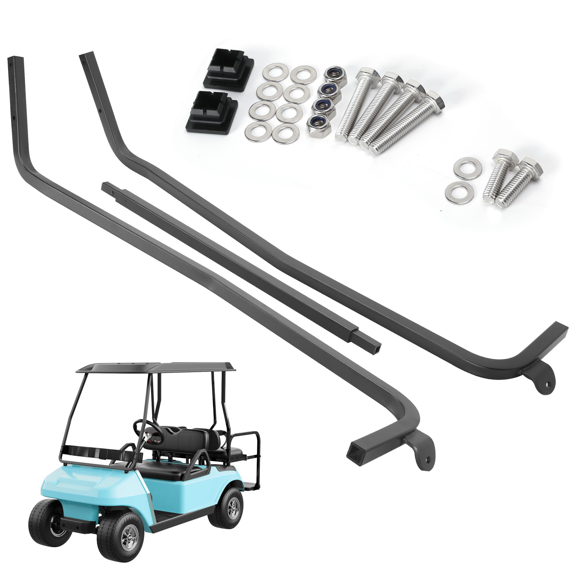 Photo 1 of 10L0L Golf Cart Front Roof Strut Brackets for Club Car DS 2000-up with Steel Screw Bushings Repair Kit, Heavy Duty Strut Support Reinforcement Repair