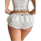 SHENHE Women's Satin Panty Underwear Ruffle Lace Trim Silky Breathable Cute Brief Panty