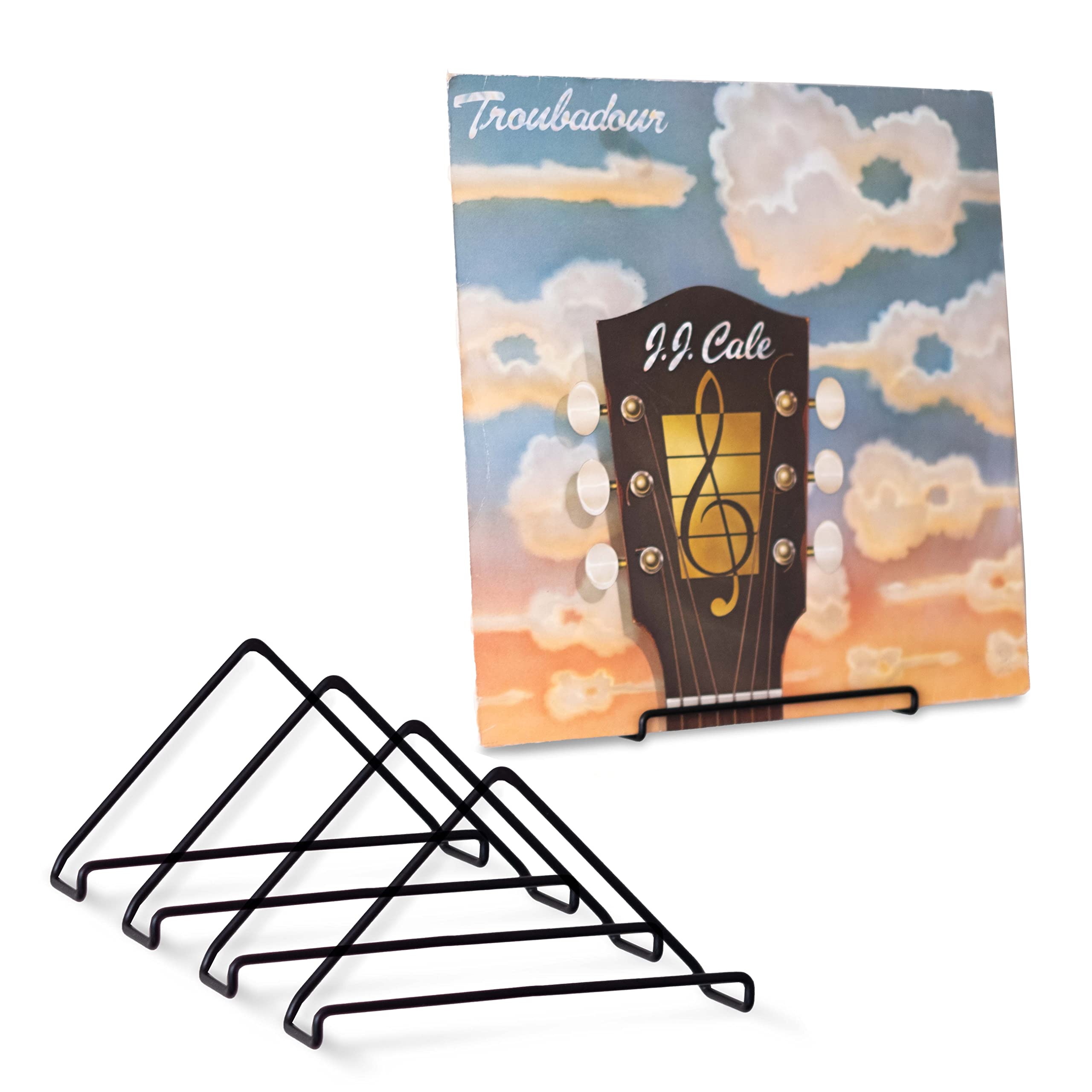 VinylRecordsLove Schallplatten Wandhalterung | 4 Stück | Vinyl Aufbewahrung | Farbe Matt Schwarz Metall | Vinyl Wandhalterung | Schallplatten Zubehör und Vinyl Regal | Schallplatten Deko für die Wand