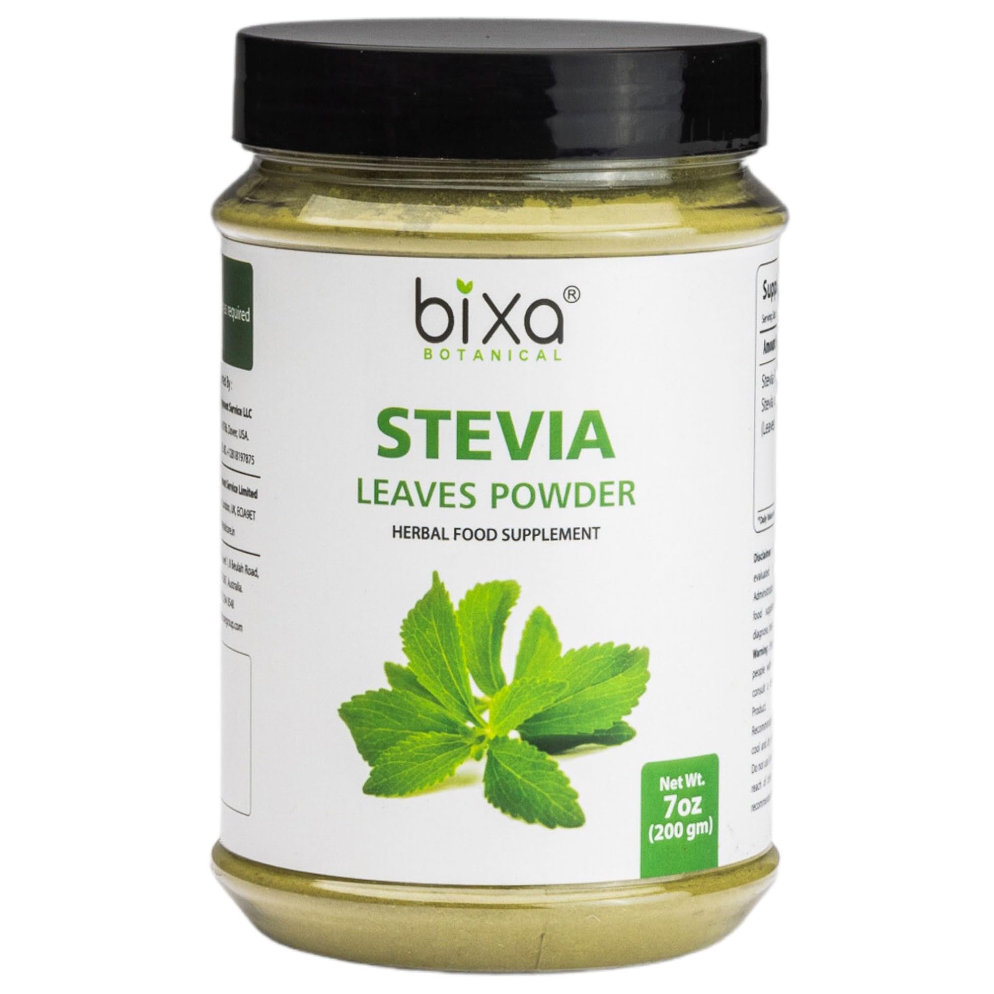 Stevia Leaf Powder (Stevia Rebaudiana) - Unprocessed Stevia Sugar ǀ Helps to Control Blood Sugar and Blood Pressure Level ǀ Natural Alternative to Processed Sugar ǀ (7 Oz/200g)