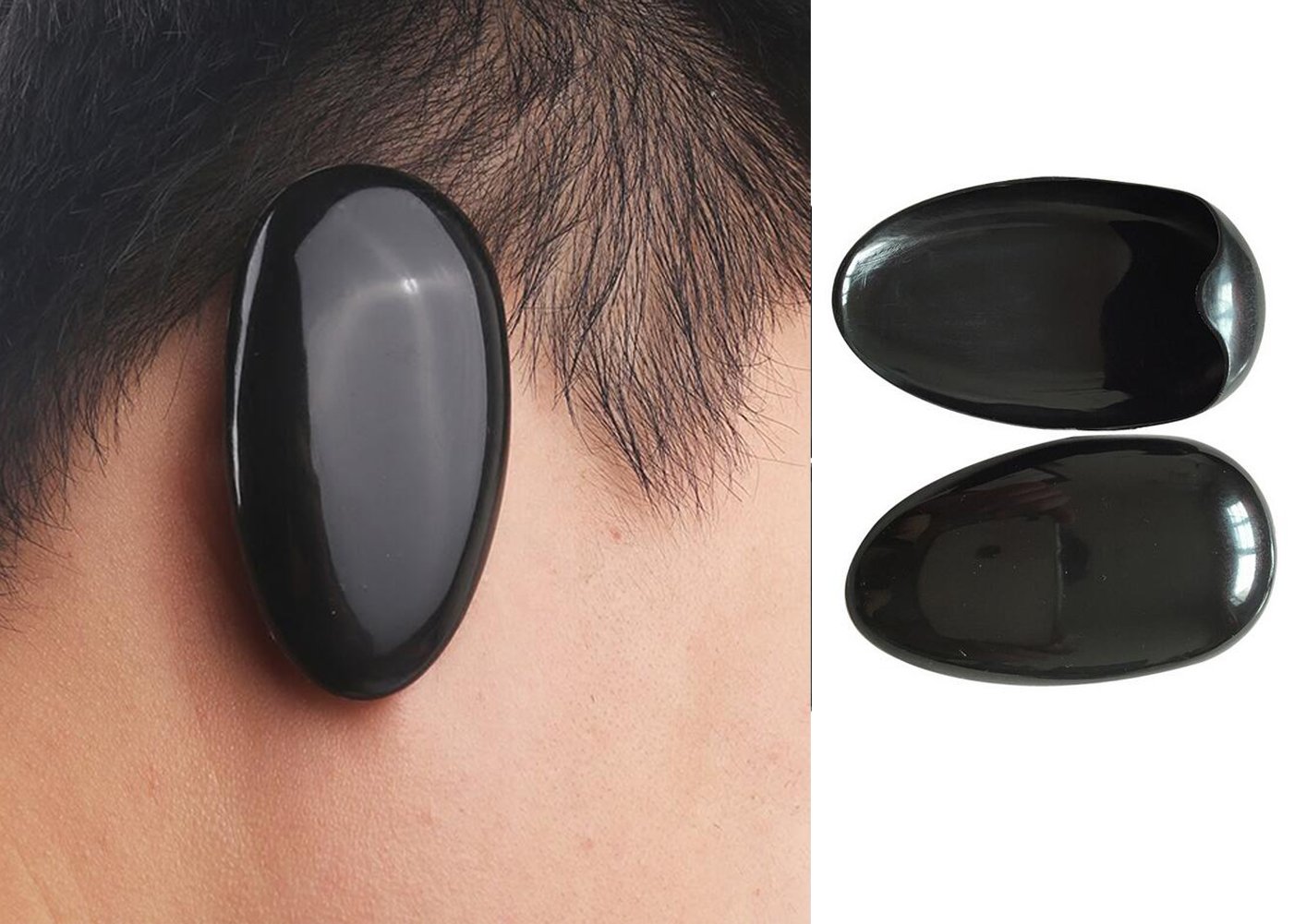 10Pairs Black Plastic Professionale Ear Cover Shield Protector Hairdressing Dye Coloring B Bathing Shower Caps Waterproof Ear Prtotection Earmuff for Hair Salon Women Spa