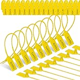 2000 Pcs Plastic Tamper Seals Fire Extinguisher Tags Security Tags Numbered Tags with Zip Tie Safety Disposable Self-Locking Signage 250mm Length (Yellow)