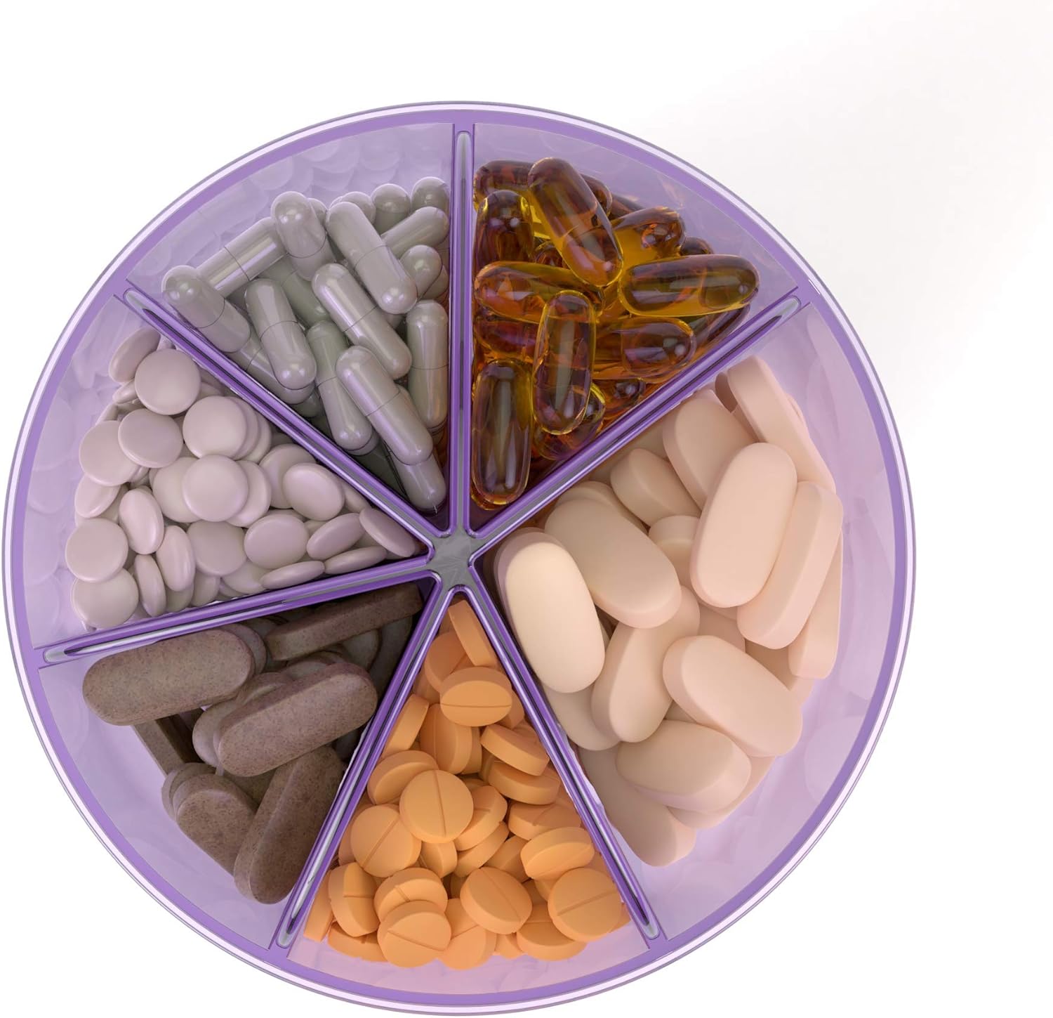 Ezy Dose Vitamin Organizer | 6 Large Compartments for Monthly, 30-Day Storage | Assorted Colors: Health & Personal Care