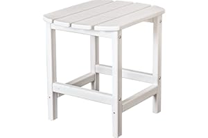 RESTCOZI Adirondack Side Table, Outdoor Side Table Weather Resistant HDPE Small Patio Table for Indoor Outdoor (Oval Table, White)